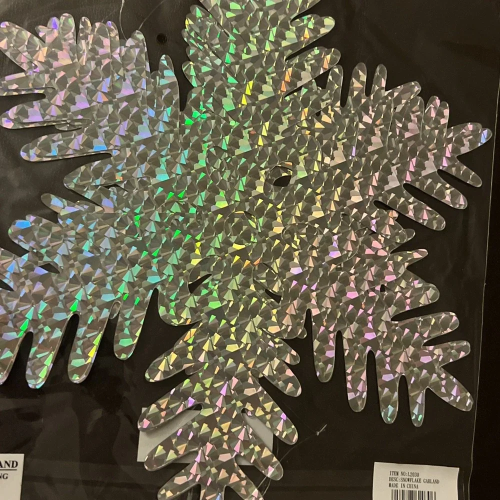 New (5) Packages Of Large Holographic Snowflake Garland 55